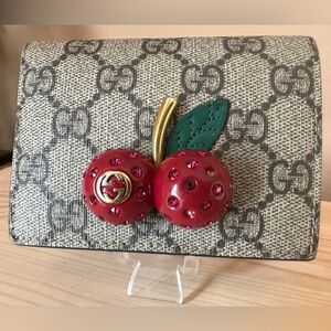 Gucci Cherry Coated Canvas Wallet